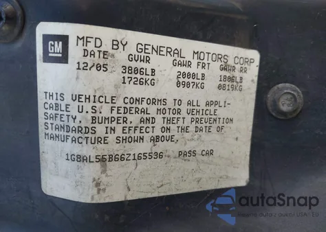 2006 Saturn Ion 3 from USA, damaged, VIN 1G8AL55B66Z165536